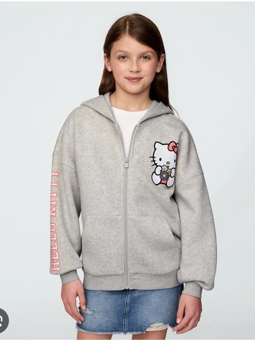 GAP Girls' sz L 10 Coral, pink & Hello kitty Gray Zip Hoodies - 3-Pack lot fall
